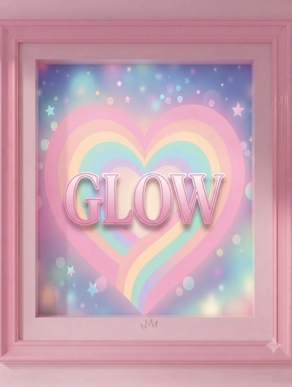 8.5x11 Cardstock Glow Pastel Heart Wall Art Print - Pink